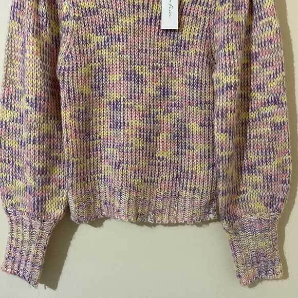 All In Favor Pastel Marled Pink Purple Multi Color Knit Pull Over Sweater Size S - Picture 8 of 13